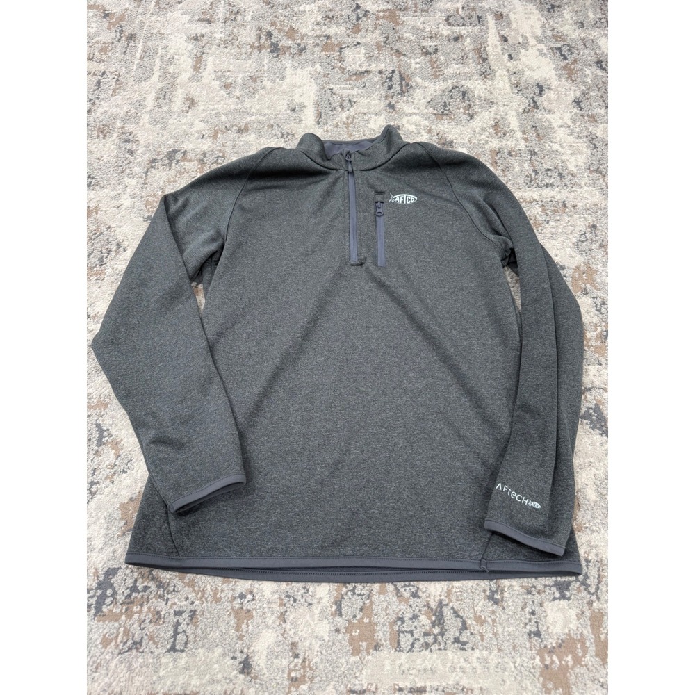 AFTCO Mens AFTECH Quarter Zip Pullover Fleece Charcoal Grey Heather Size M